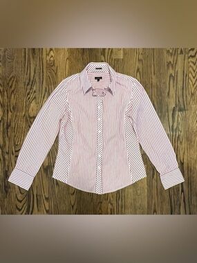 Talbots Red and White Striped Blouse